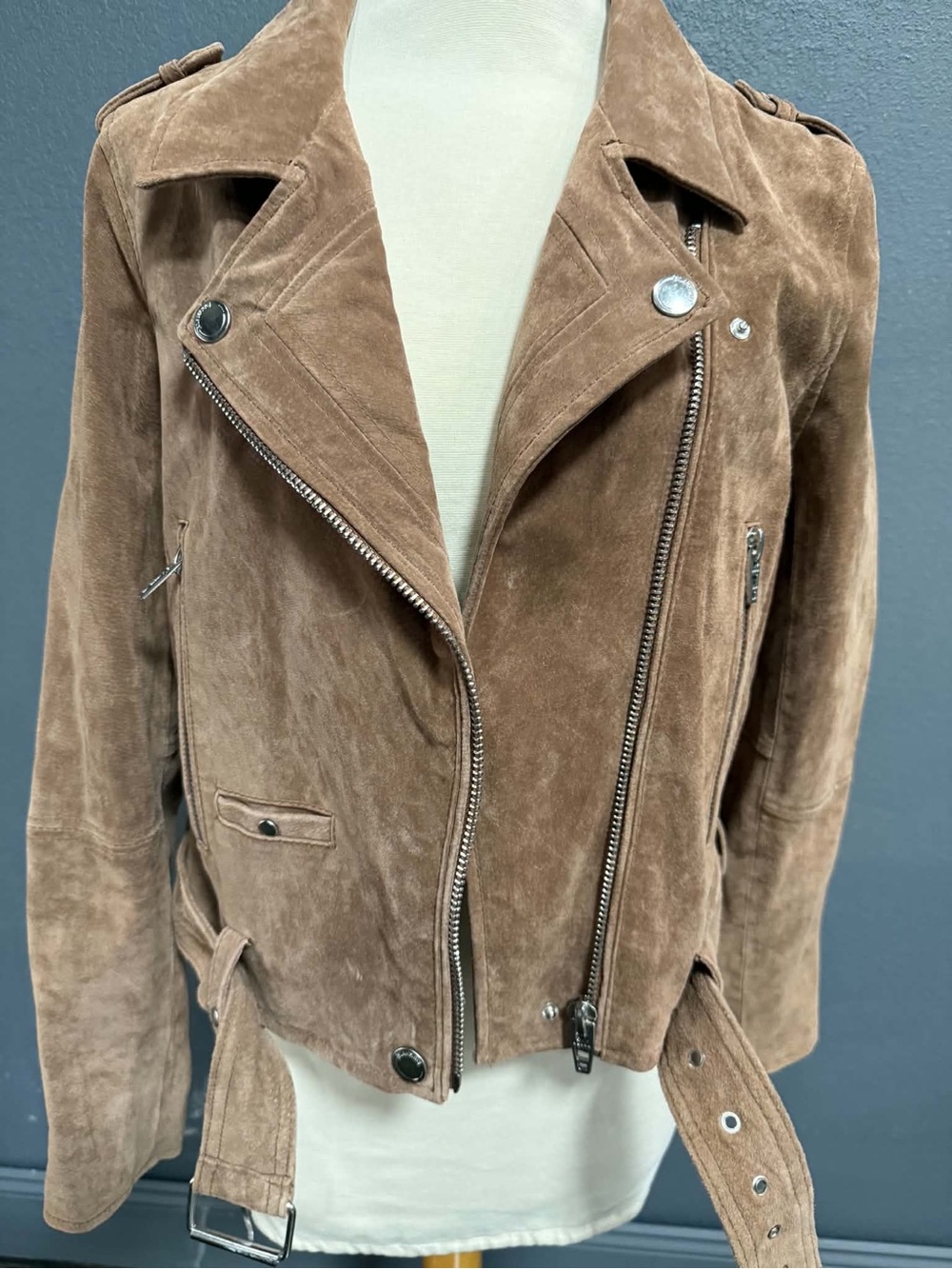 Blank NYC Taupe Suede Moto Jacket